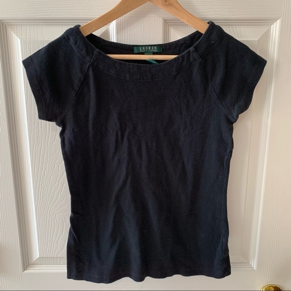 EUC Lauren Ralph Lauren Cotton Cap-sleeve Top - Picture 1 of 5